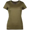 GEYSER Active Damen Lauf-T-Shirt, Olivgrün Melange, Weiß