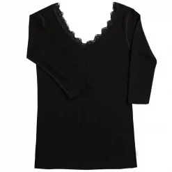 Joha Undertøj Joha Kate Damen Unterhemd Mit 3/4 Ärmeln, Wolle/Seide, Schwarz -New Stylish Shop 123612 10 2