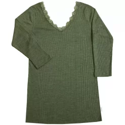 Joha Undertøj Joha Kate Damen Unterhemd Mit 3/4 Ärmeln, Wolle/Seide, Olivgrün, Schwarz -New Stylish Shop 123613 10 1
