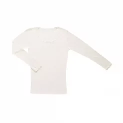 Joha Undertøj Joha Cecilie Damen Langärmliges Unterhemd Mit Merinowolle, Weiß, Schwarz